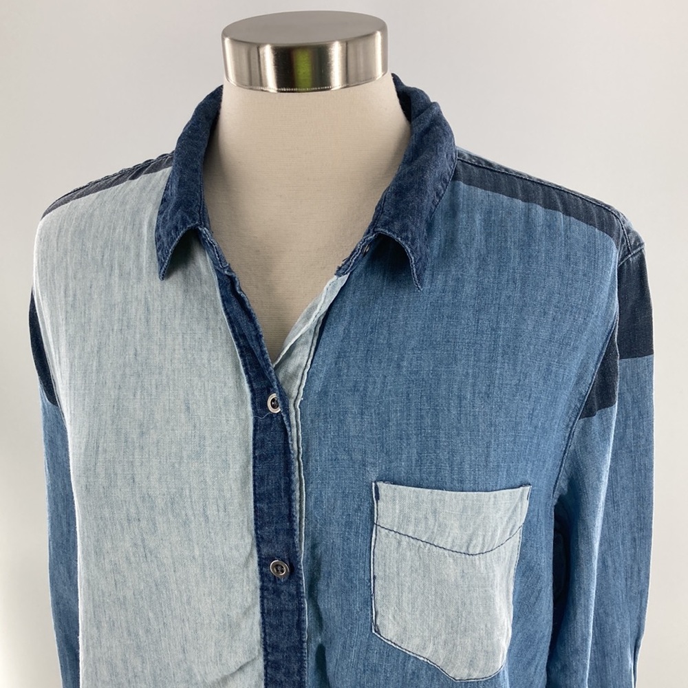 Rails Zoey Color-Block Denim Button Down Shirt Wo… - image 4